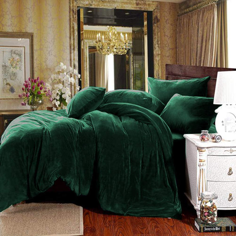 Mercer41 Angelenia Green Velvet Duvet Cover Set & Reviews Wayfair